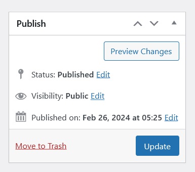 Publish/Update your Page or Post