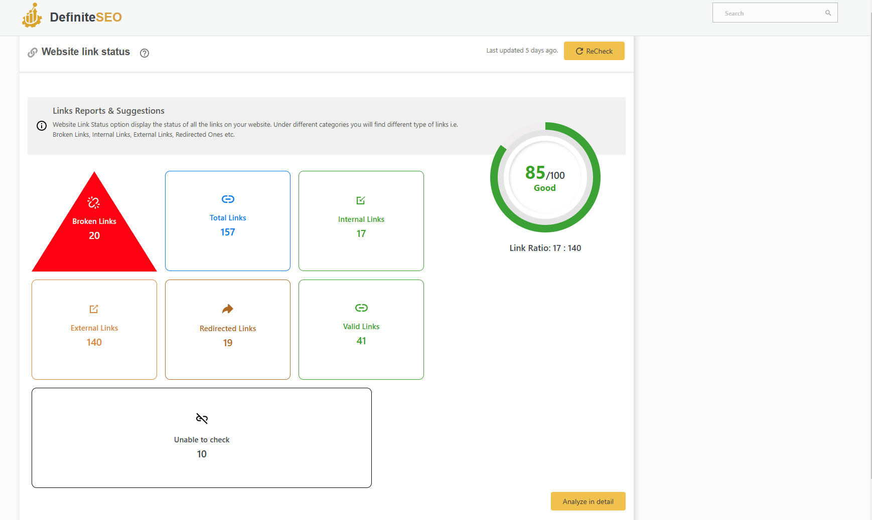 Website Link monitoring