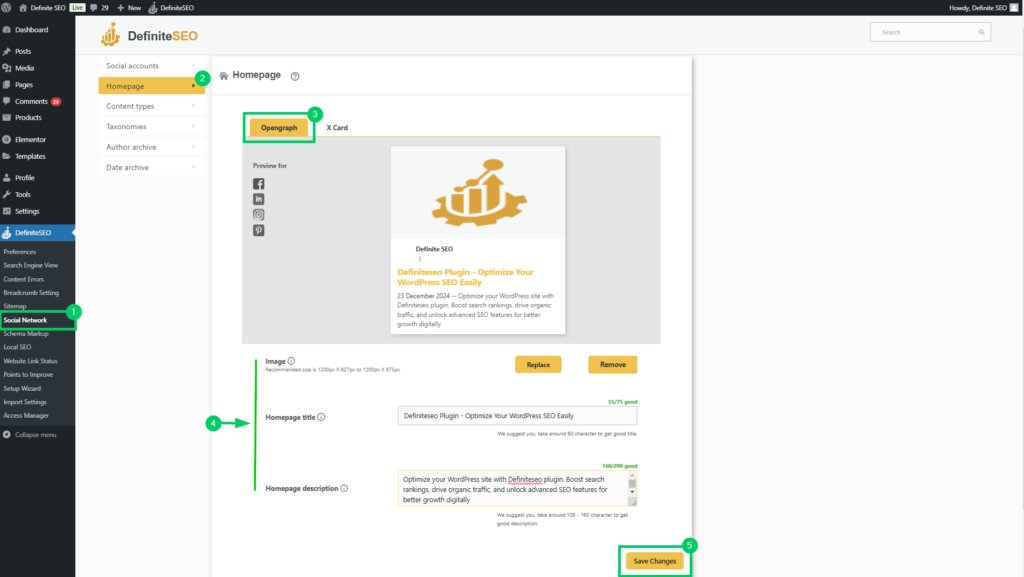 Set default Open Graph and Twitter Card metadata for your homepage to optimize social media sharing