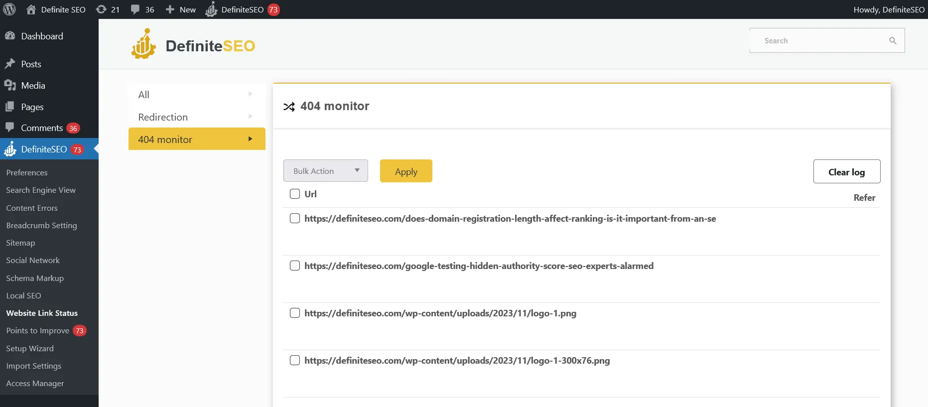 Website Link Status Analyze in Detail 404 Monitor UI