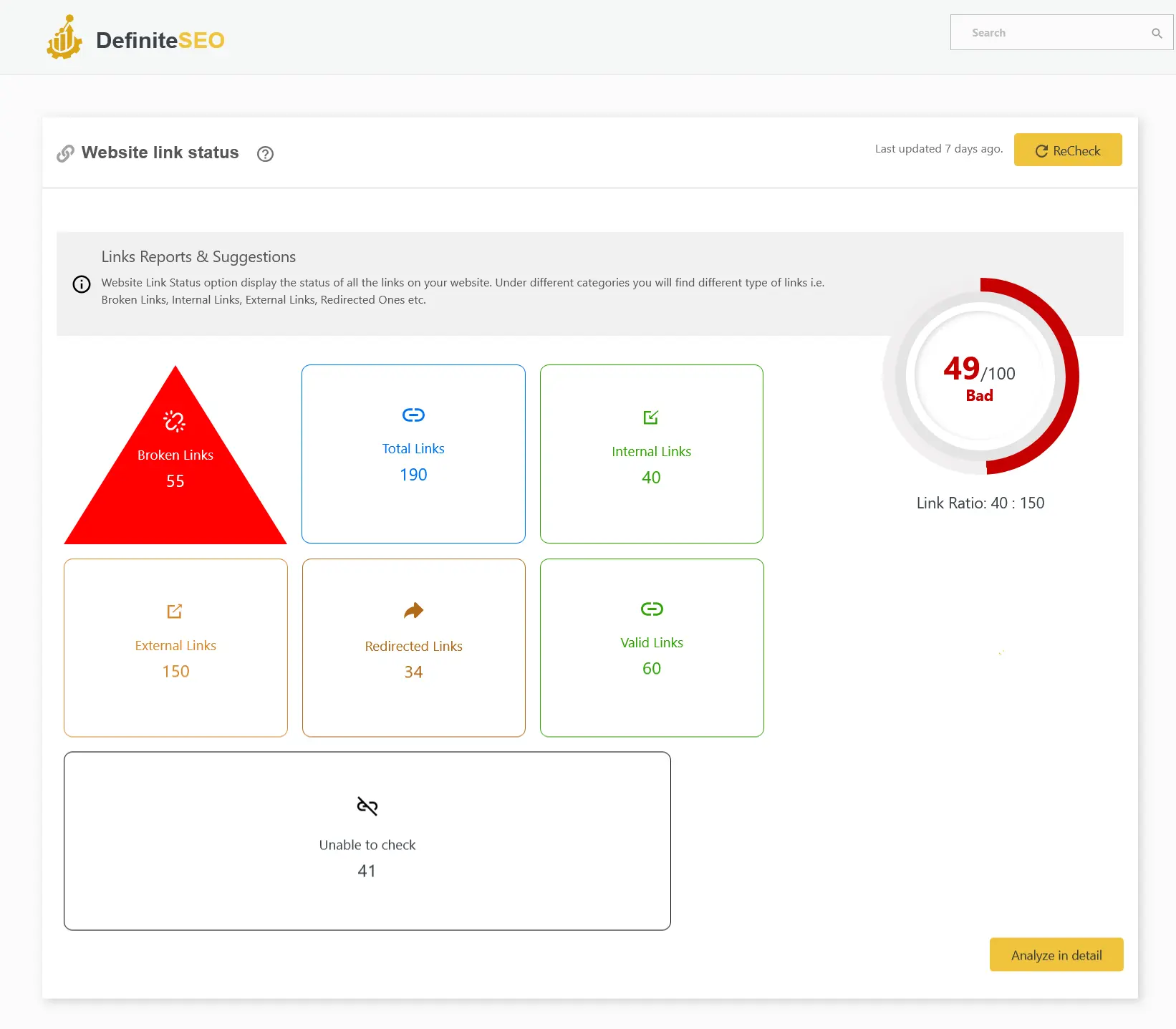 Website Link monitoring