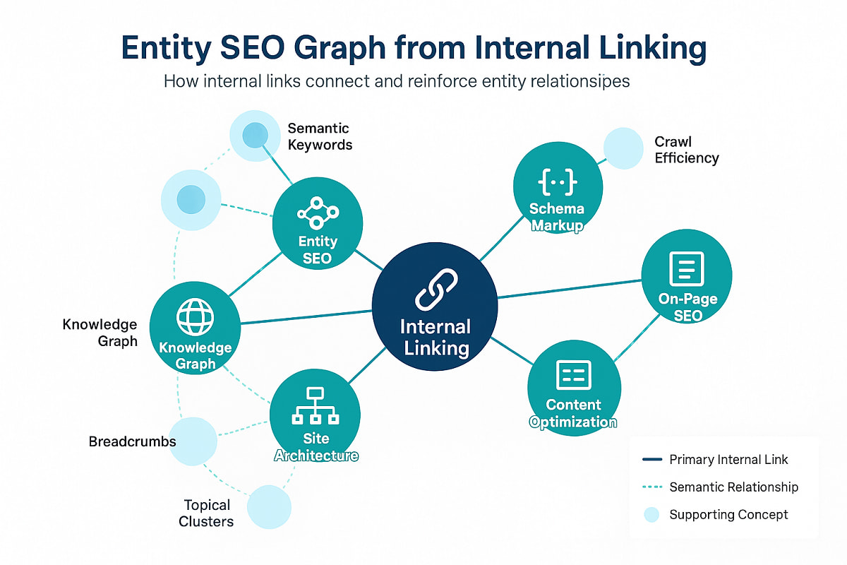 Entity relationship graph visualizing internal link connectivity.