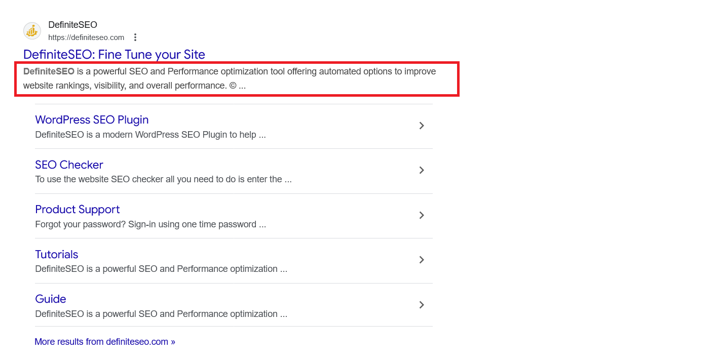 Screenshot of a Google search result showing the title and meta description snippet that appears under it.