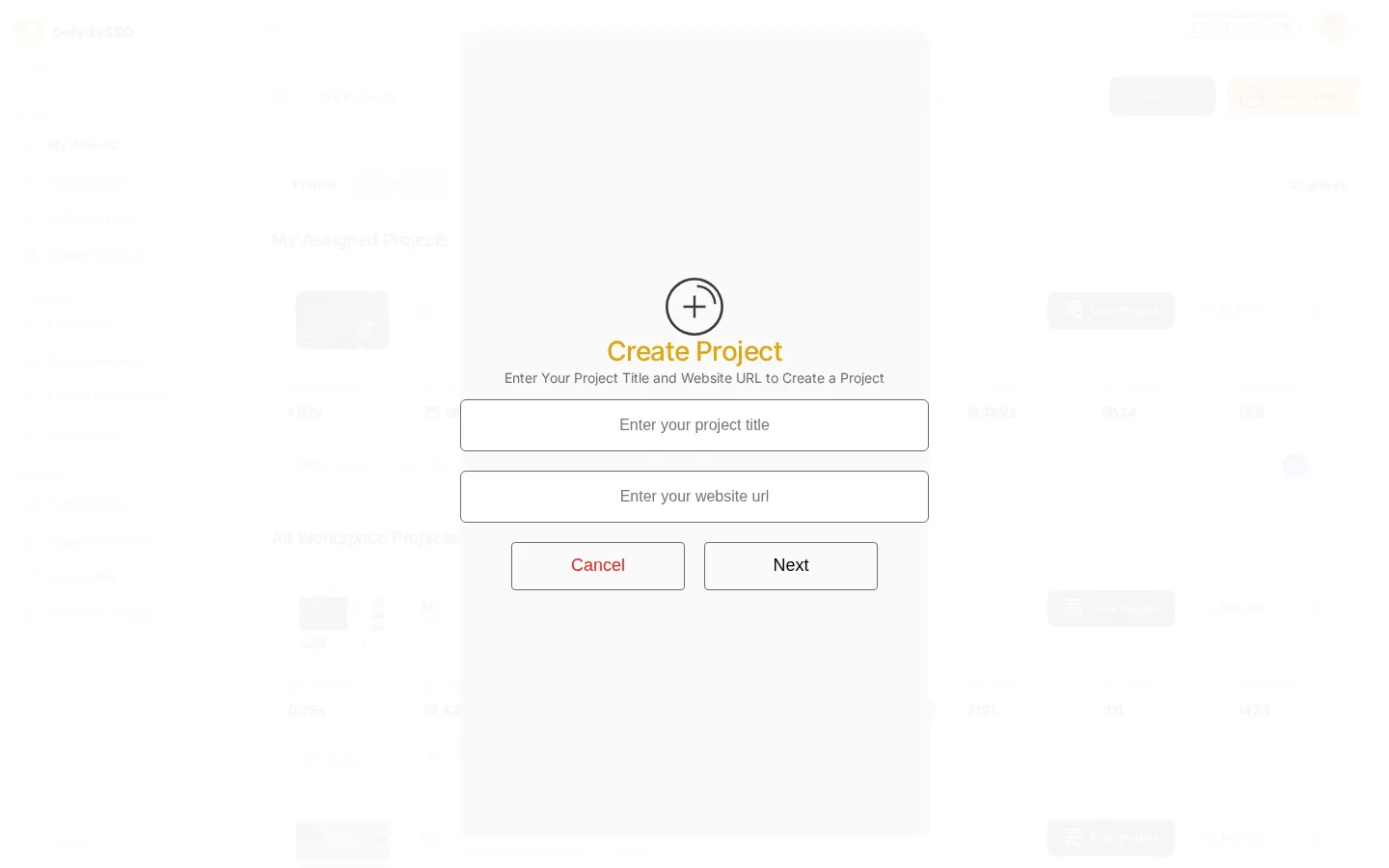Projects & Site Management - Create a new project