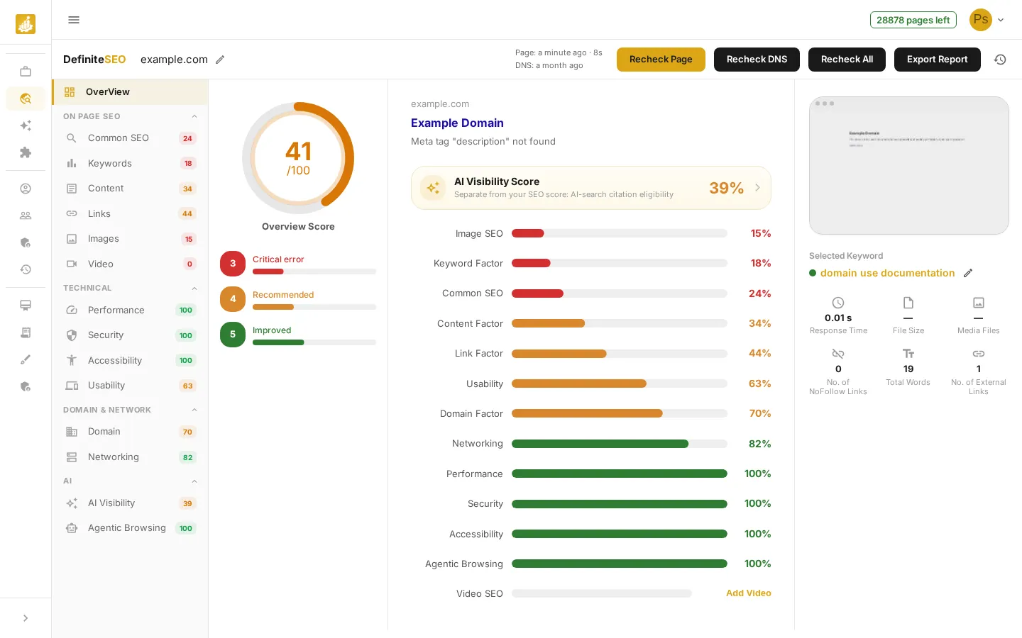 SEO Checker - Analyze Any Page in Seconds - Save, share, or re-run your report