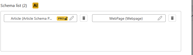 DefiniteSEO AI-generated schema list