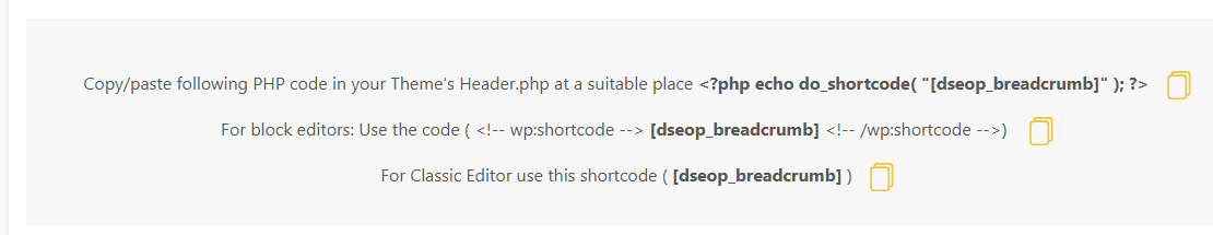 DefiniteSEO breadcrumb shortcode, block and PHP snippet