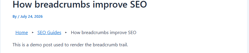 DefiniteSEO breadcrumb trail rendered on a page