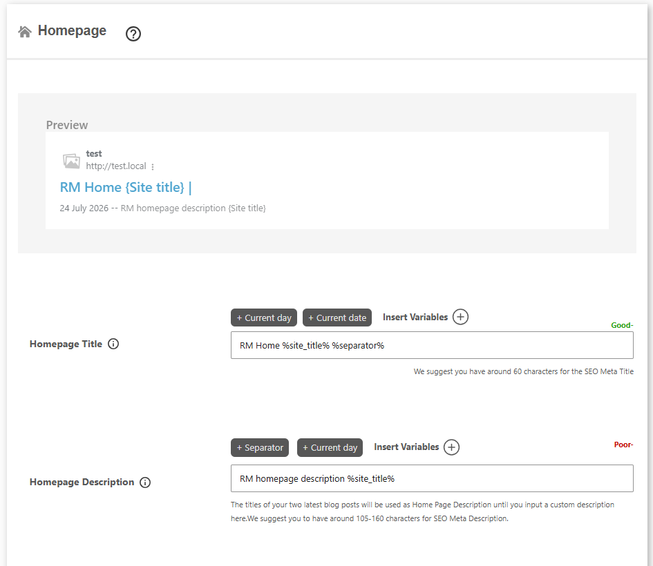 DefiniteSEO homepage SEO title, description and SERP preview
