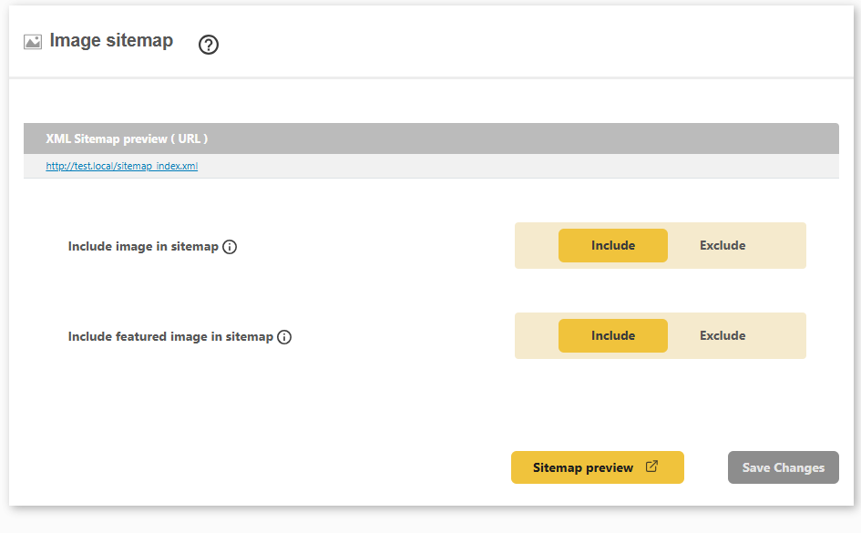DefiniteSEO image sitemap include and exclude settings