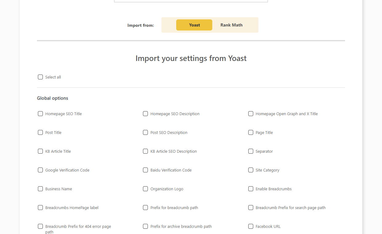 DefiniteSEO import from Yoast SEO