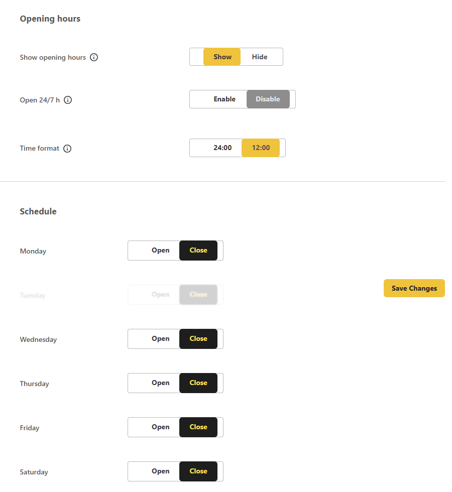 DefiniteSEO Local SEO opening hours schedule per day