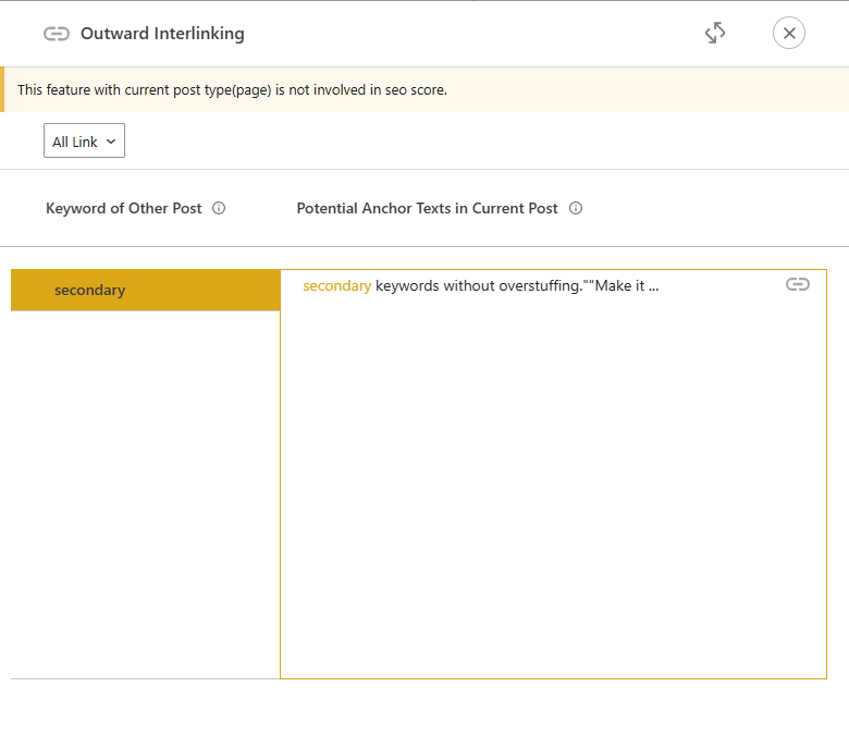 DefiniteSEO outward internal link suggestions in the editor