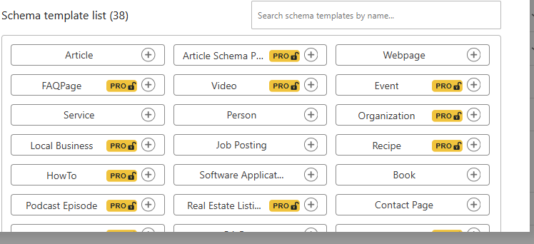 DefiniteSEO schema template library with 38 schema types
