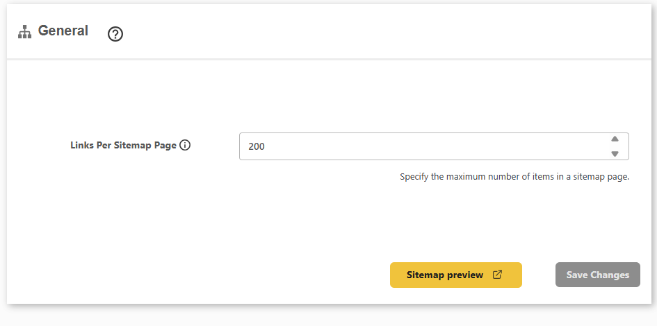 DefiniteSEO sitemap links per page limit setting