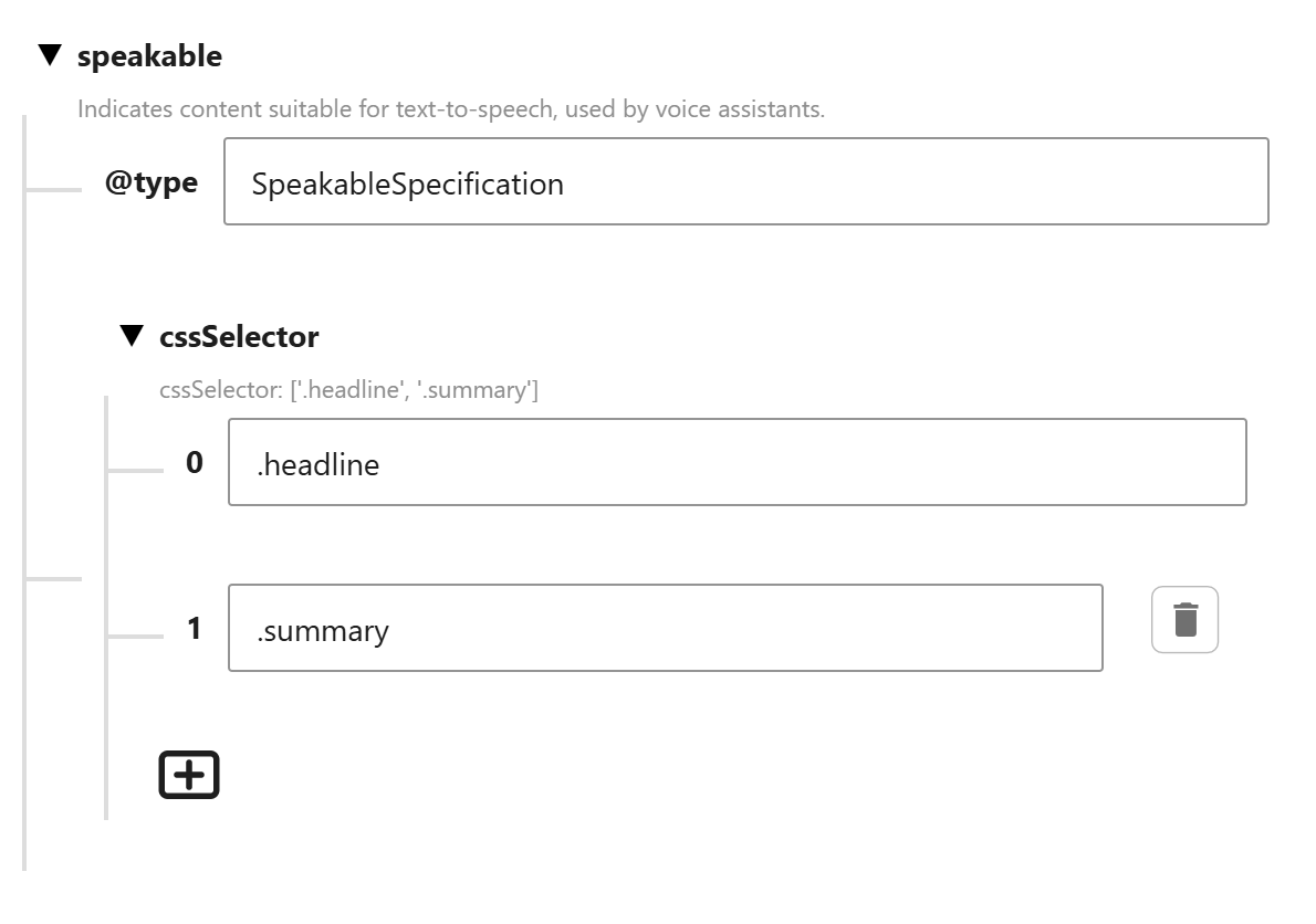 DefiniteSEO speakable schema with SpeakableSpecification and cssSelector fields