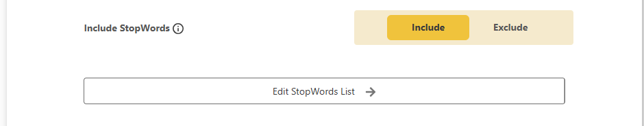 DefiniteSEO include stopwords and edit stopwords list setting