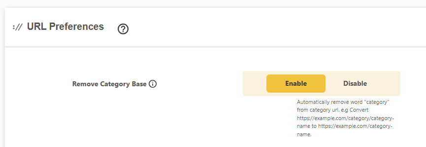 DefiniteSEO URL preferences remove category base setting