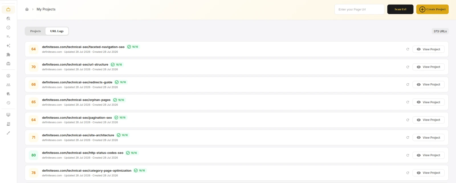 Site-wide crawl with analyzed pages