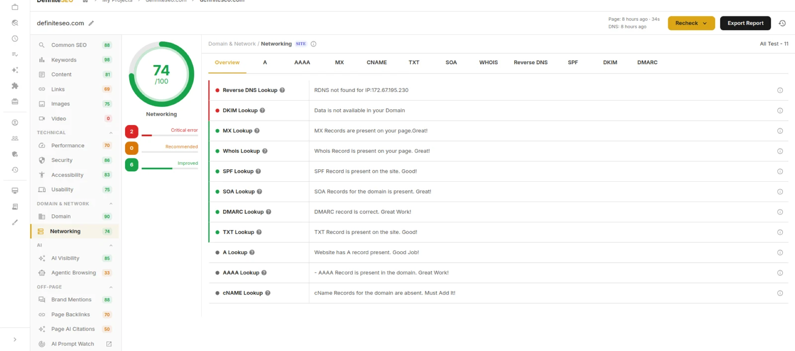 Networking DNS records including SPF, DKIM and DMARC