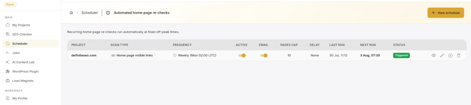 Scheduler for recurring audits